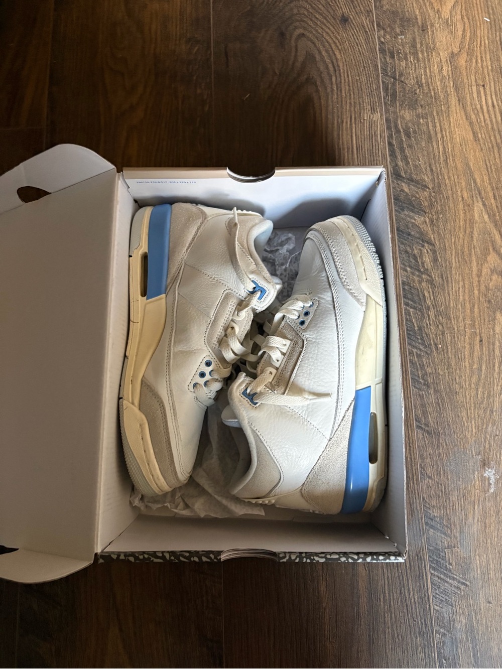 Jordan Kids White and Light Blue Retro Sneakers